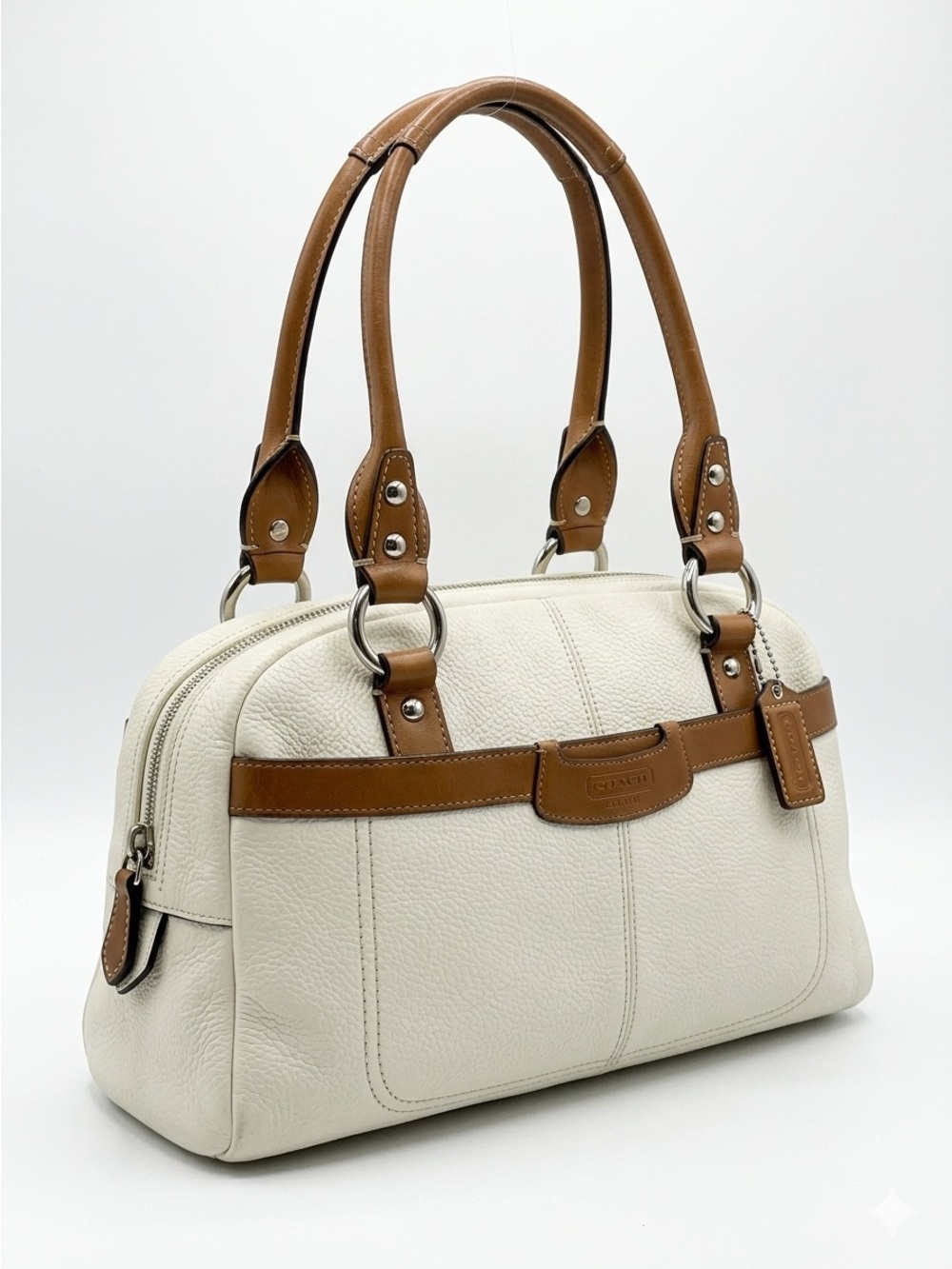 Vintage Coach M1049-F14685 Penelope Cream & Tan Leather Shoulder Bag